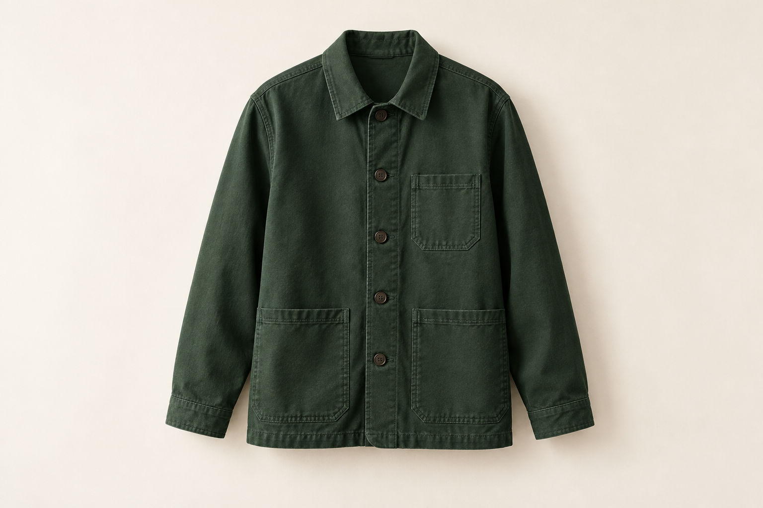 Forest-green cotton chore jacket